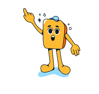 Simmy pointing one finger up, surprised expression